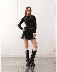 Collusion - Micro Mini A-line Skirt With Asymmetric Poppers Co-ord - Lyst