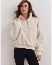 Aim'n - Cream Pile Half Zip - Lyst
