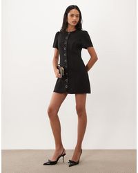 Forever New - Structured Puff Sleeve Button Down Mini Dress - Lyst