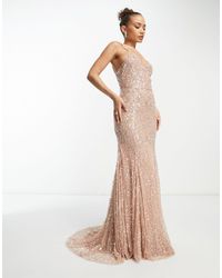 Beauut - Bridesmaid Allover Embellished Maxi Dress With Train - Lyst