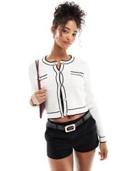 Morgan - Button Through Cardigan With Contrast Trim - Lyst