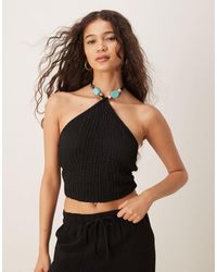 ASOS - Textured Halter With Bead Detail - Lyst