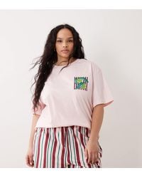 ASOS - Asos Design Curve Oversized Tee And Short Pyjama Set With Farmers Market Graphic - Lyst