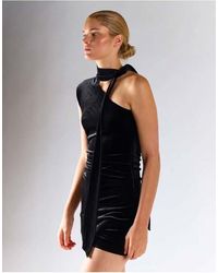 Glamorous - One-Shoulder Mini Dress With Neck-Tie - Lyst