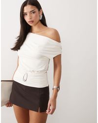 ASOS - Polyamide Cinched Waist Top With Hardware - Lyst
