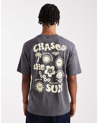 Only & Sons - T-Shirt Comoda Scuro Con Stampa "Chase The Sun" Sul Retro - Lyst
