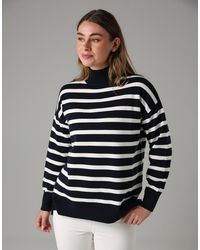 French Connection - Oversized High Neck Cosy Striped Long Sleeve Jumper - Lyst