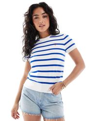 Polo Ralph Lauren - Striped Shirt Sleeve Knitted Top - Lyst
