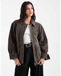 ASOS - Real Suede Oversized Bomber - Lyst