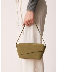 ASOS - Suede Asymmetric Flap Shoulder Bag With Strap Hardware - Lyst