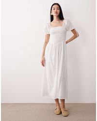 Wednesday's Girl - Shirred Detail Midaxi Smock Dress - Lyst