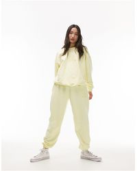 TOPSHOP - East Mercer Embroidered Vintage Wash Oversized Cuffed Trackies - Lyst