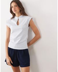 ASOS - Stand Collar Seersucker Fitted Top - Lyst