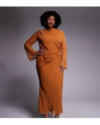 ASOS - Asos Design Curve Chiffon Maxi Dress With 3d Embroidered Flower Hip Detail - Lyst