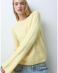 Pieces - Cable Knit Oversized Jumper - Lyst