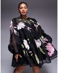 ASOS - Curve – kurzes oversize-hängerkleid aus organza - Lyst