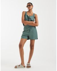 Vero Moda - Linen Touch Tie Waist Papaerbag Shorts Co-ord - Lyst