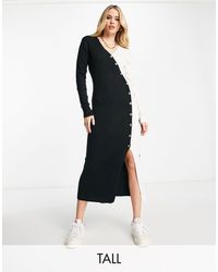 River Island - Wrap Button Detail Knitted Midi Dress - Lyst