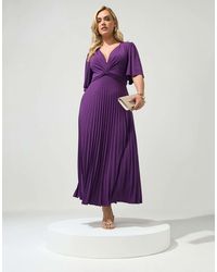 Yours Clothing - Knot Pleated Maxi Dress - Lyst