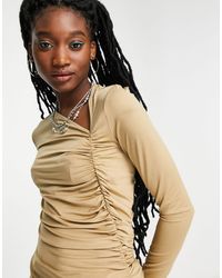 Weekday - – isia – exklusives, langärmliges shirt mit asymmetrischem drapierung - Lyst