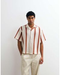 ASOS - Boxy Oversized Revere Crochet Stripe Shirt - Lyst