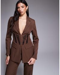 ASOS - Co-Ord Cinched Waist Blazer With Contrast Panelling - Lyst