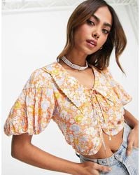Urban Revivo - Retro Floral Print Collar Detail Blouse - Lyst
