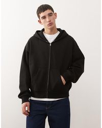 Weekday - Sudadera Negra Extragrande Con Capucha Y Cremallera De - Lyst