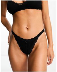 Cotton On - Cotton On Lace Trim Cotton Thong With Bow - Lyst