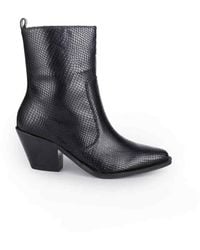 OFF THE HOOK - Bridge Viper-Print Leather Block Heel Ankle Boots - Lyst