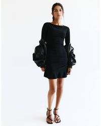 Pull&Bear - Jurk Met Korte Lengte En Plooien - Lyst