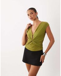 ASOS - Plunge Drape Cap Sleeve - Lyst