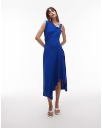 Mango - Asymetric Midaxi Dress With Buckle Detail Shoulder - Lyst