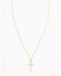 Lovisa - – e halskette aus vergoldetem sterlingsilber mit kreuz-anhänger im pavé-design - Lyst