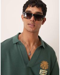 ASOS - Gafas De Sol Negras Y Verdes Degradadas Con Montura Gruesa Rectangular Y Lentes Ahumadas De - Lyst