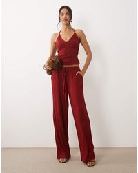 ASOS - Crinkle Wide Leg Drawstring Pants - Lyst