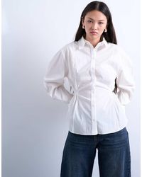 TOPSHOP - Long Sleeve Pleat Front Top - Lyst