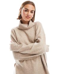 Pieces - Roll Neck Jumper With Seam Detail Front - Lyst