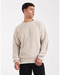 JJ Rebel - Pull texturé oversize - beige - Lyst