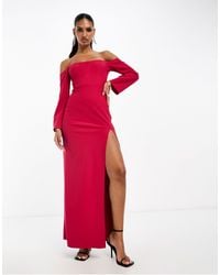 ASOS - Bardot Long Sleeve Maxi Dress With Corset Detail - Lyst