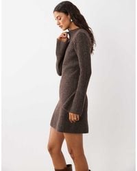 Aware - High Neck Long Sleeve Knitted Mini Dress - Lyst