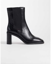 Calvin Klein - Leather Chelsea Boots With Block Heels - Lyst