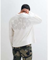 CERNUCCI - Long Sleeve T-Shirt With Chain Stitch Logo Back Print - Lyst