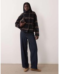 Vila - Brushed Wool-feel Short Funnel Neck Jacket - Lyst