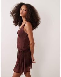 ASOS Embellished Detail Draped Chiffon Mini Dress in Grey | Lyst UK