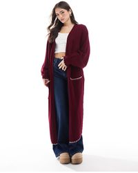 Miss Selfridge - Gilet long avec détails contrastants en point - Lyst
