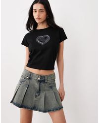 HUGO - Hugo black - dichroma - t-shirt effet rétréci à logo cœur - Lyst