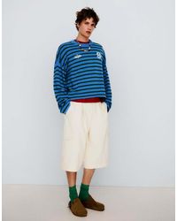 Bershka - Wide Fit Cotton Pleated Cargo Shorts - Lyst