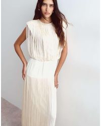 ARRANGE - Draped Fringe Drop Waist Midi Dress - Lyst