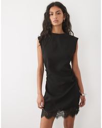 Mango - Mouwloze Mini Jurk Met Kanten Rand - Lyst
